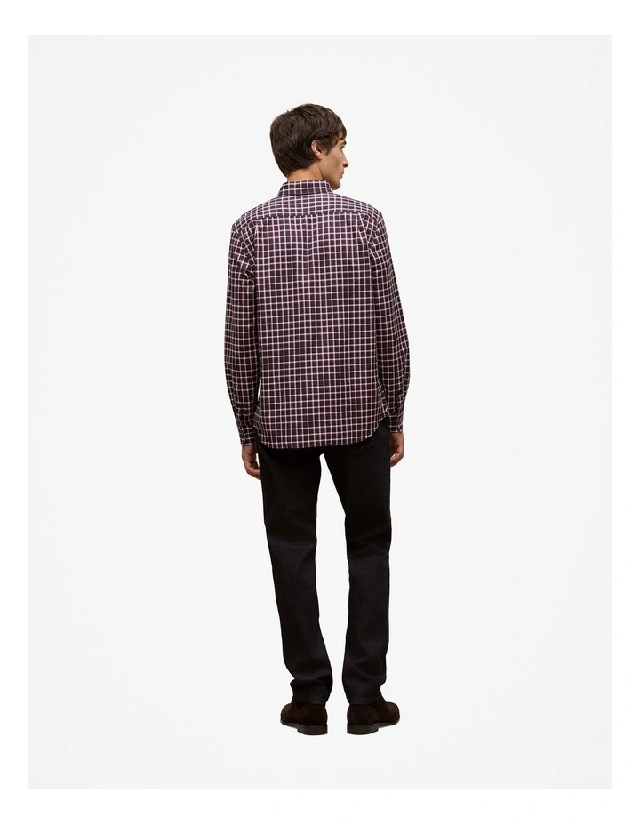 Regular Fit Fine Check Shirt in Navy image 6
