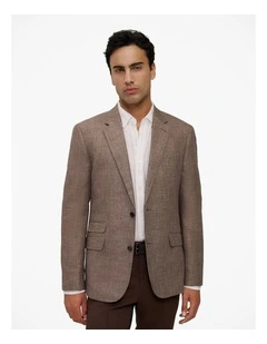 Linen Cotton Textured Blazer in Cocoa