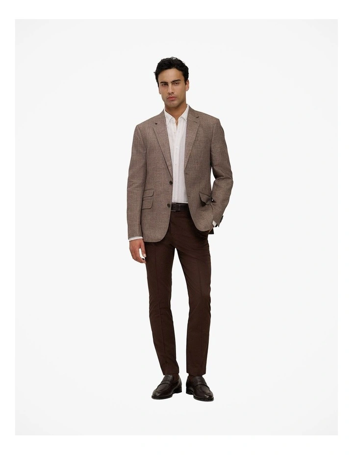 Linen Cotton Textured Blazer in Cocoa image 3