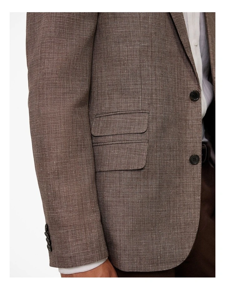 Linen Cotton Textured Blazer in Cocoa image 4