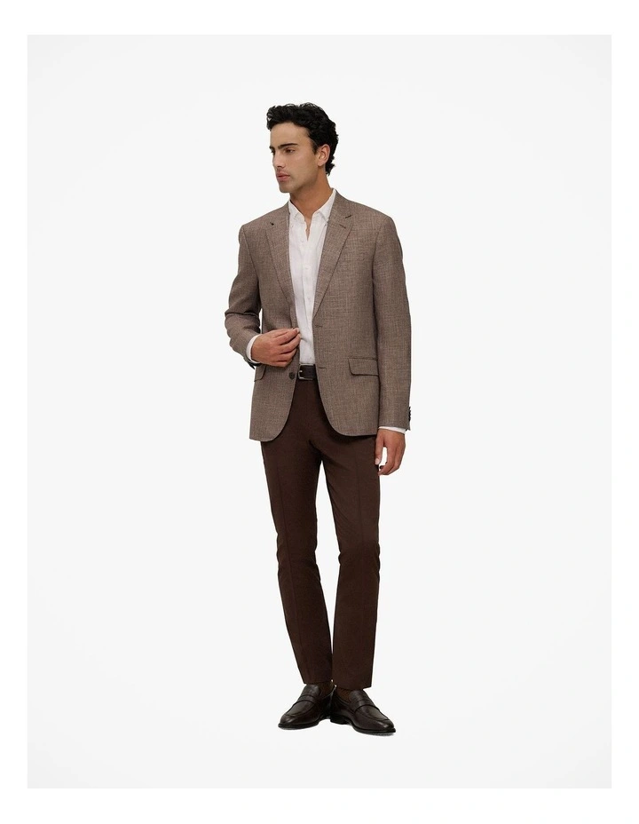 Linen Cotton Textured Blazer in Cocoa image 5