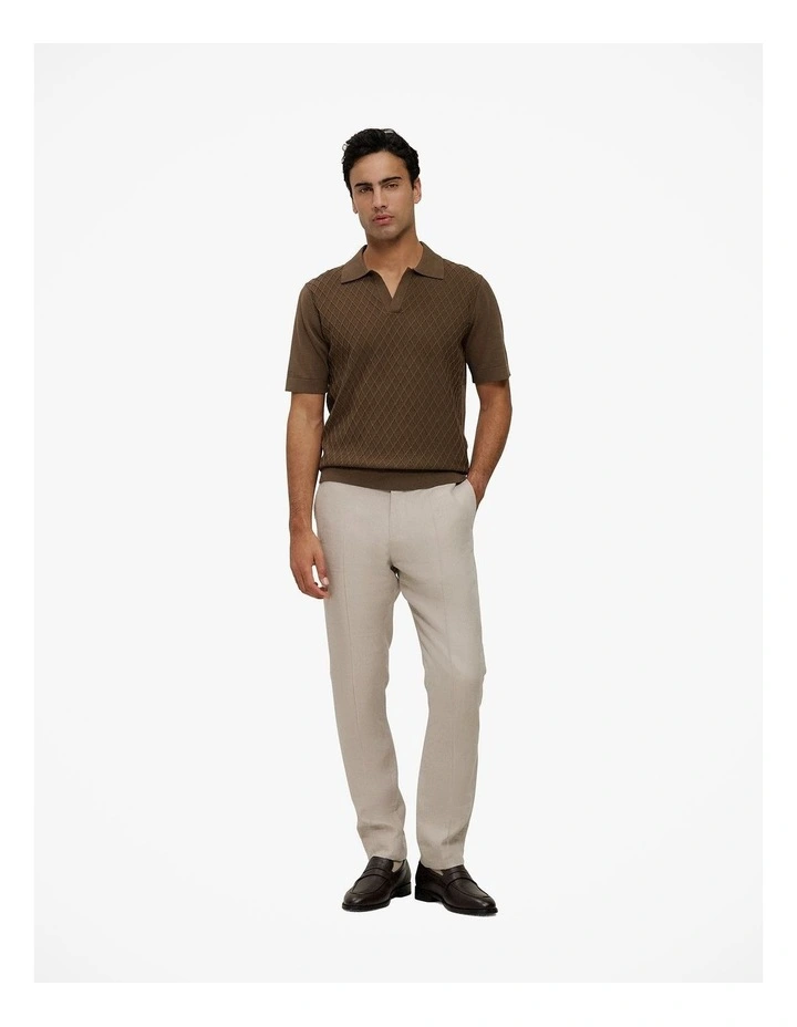 Mercerised Diamond Knit Polo in Cocoa image 2