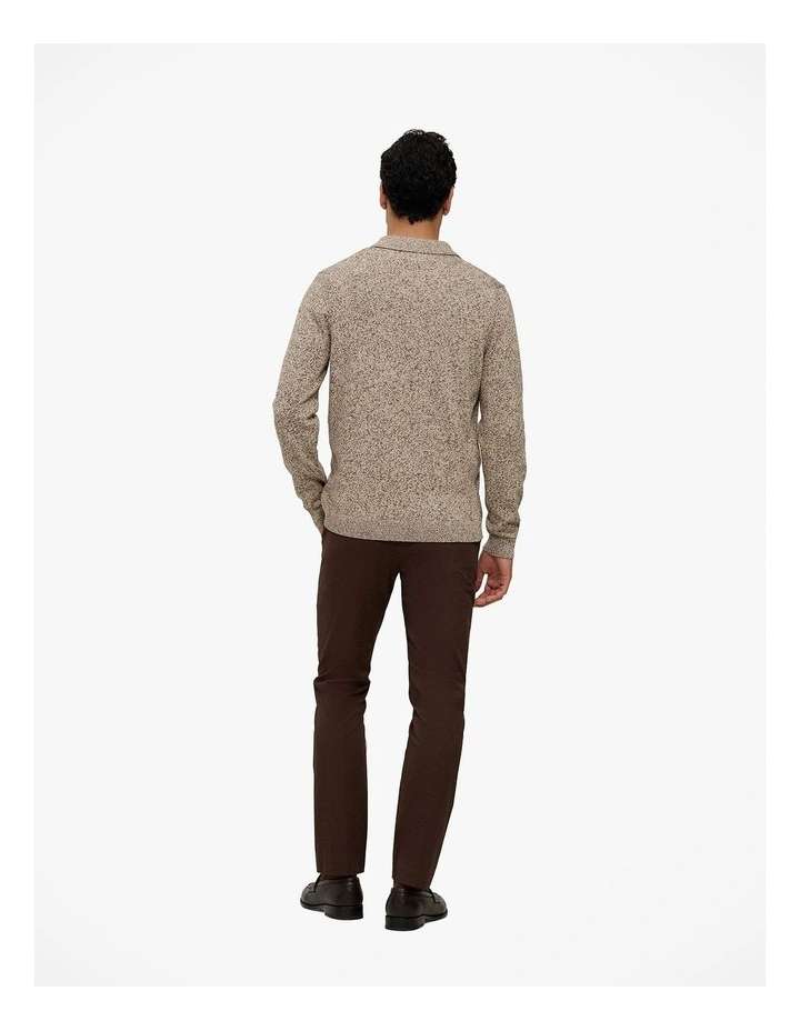 Cotton Speckle Knit Polo in Stone image 6