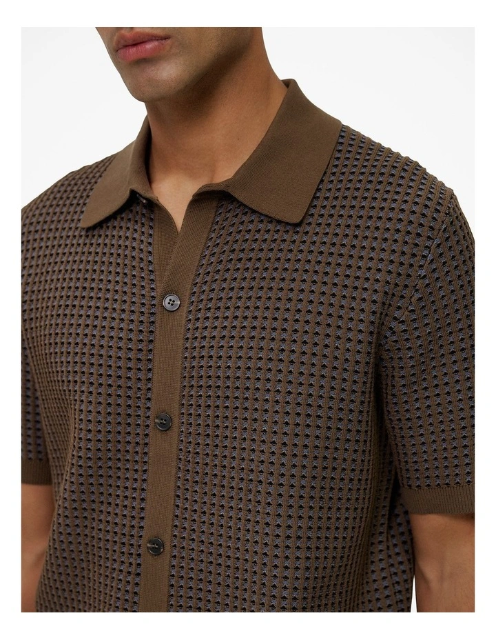 Jacquard Geo Knit Shirt in Cocoa image 4