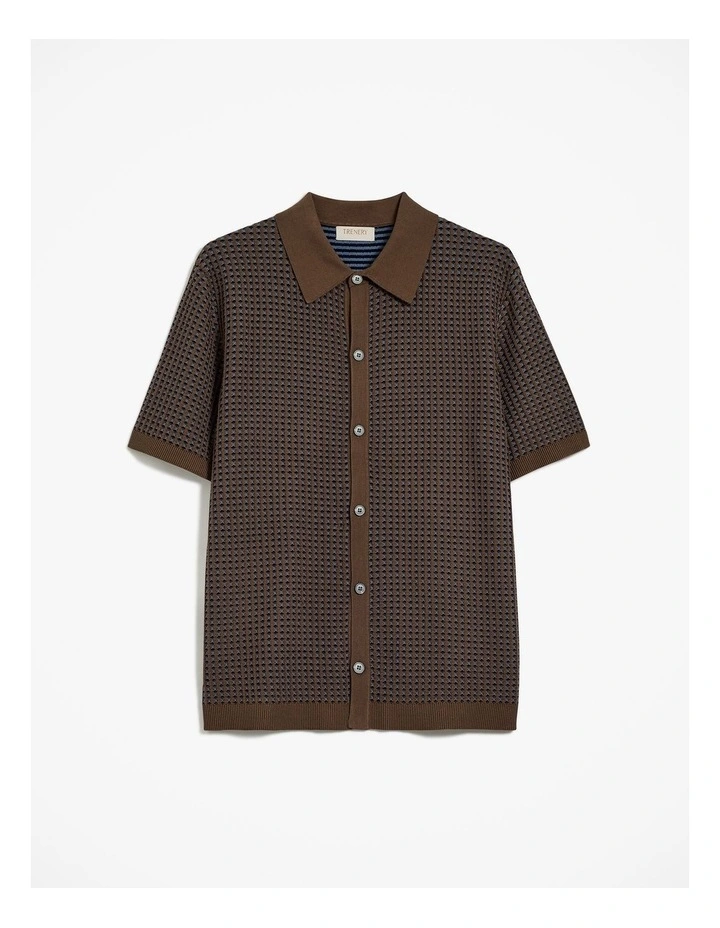 Jacquard Geo Knit Shirt in Cocoa image 6