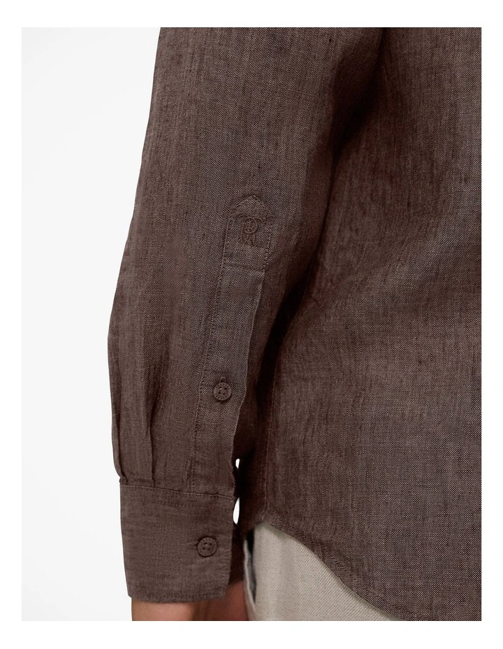 Tailored Fit Delave Linen Shirt in Cocoa image 4