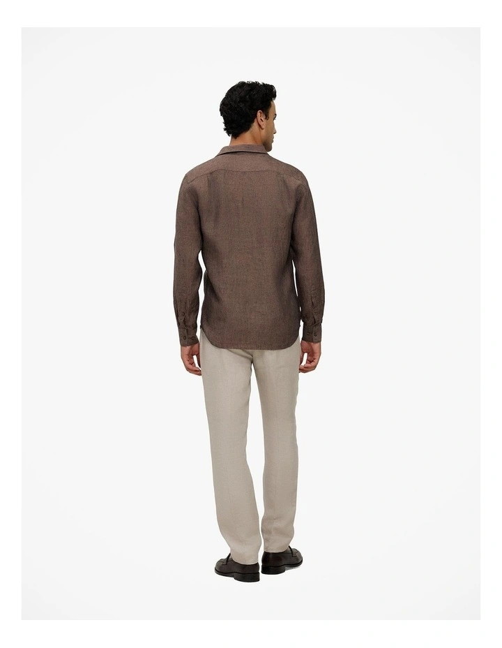 Tailored Fit Delave Linen Shirt in Cocoa image 5