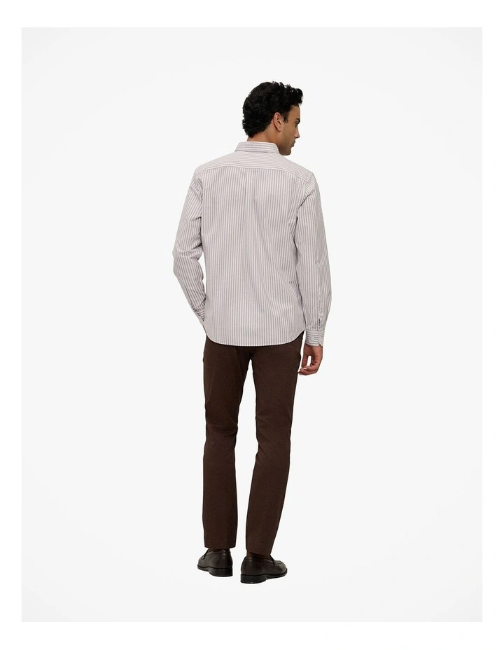 Regular Fit Wide Stripe Oxford Shirt in Coffee image 4