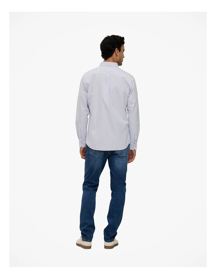 Regular Fit Wide Stripe Oxford Shirt in Blue Marble image 5