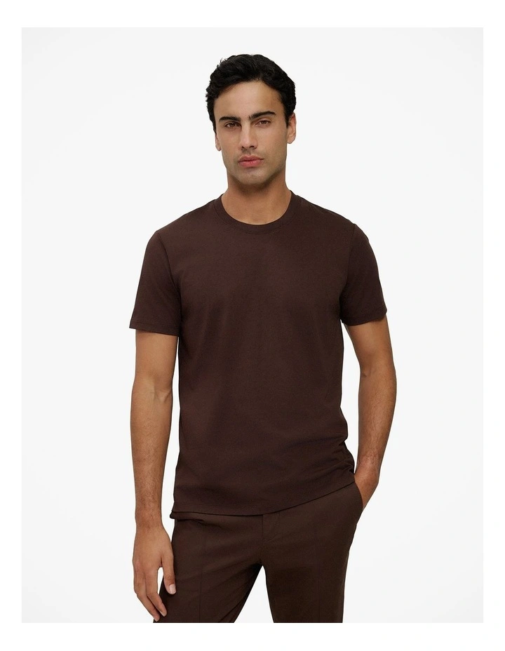 Cotton Crew T-shirt in Coffee image 1