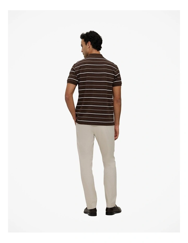 Australian Cotton Pique Stripe Polo in Coffee image 4