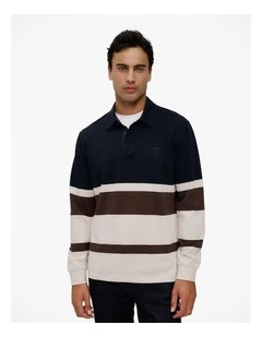 Bold Stripe Monogram Rugby in Navy