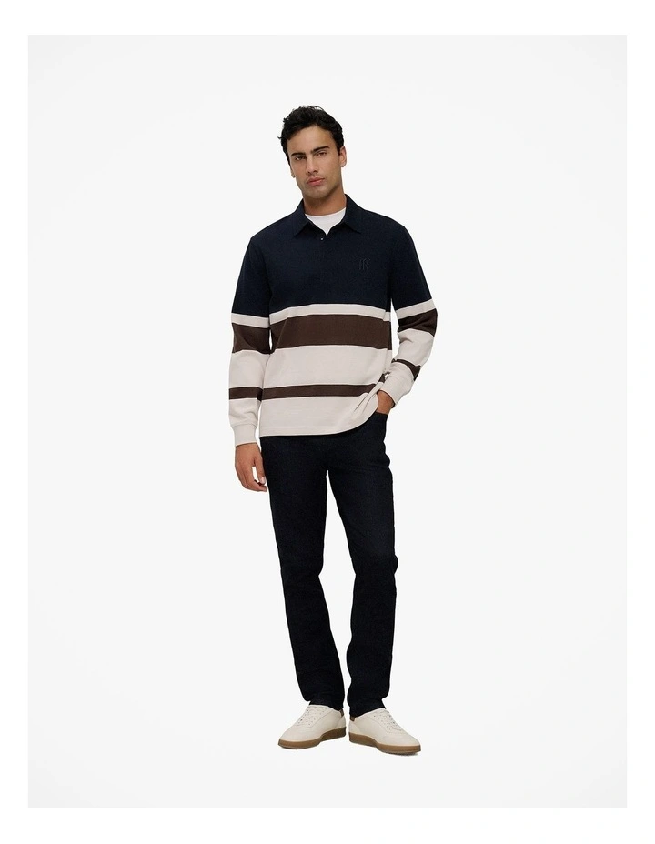 Bold Stripe Monogram Rugby in Navy image 3