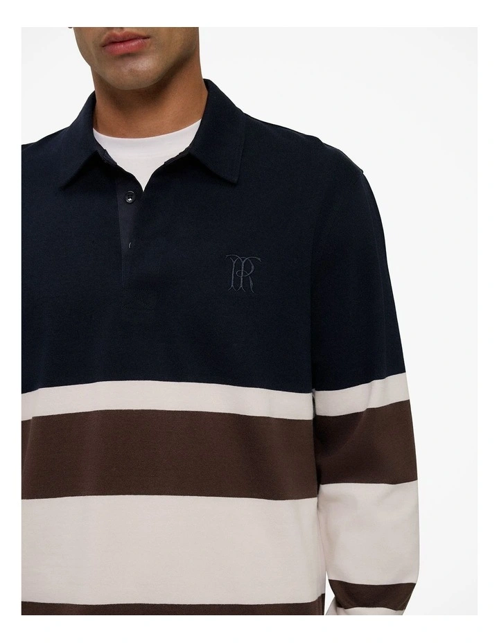 Bold Stripe Monogram Rugby in Navy image 4