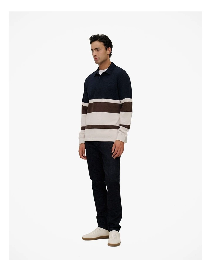Bold Stripe Monogram Rugby in Navy image 5