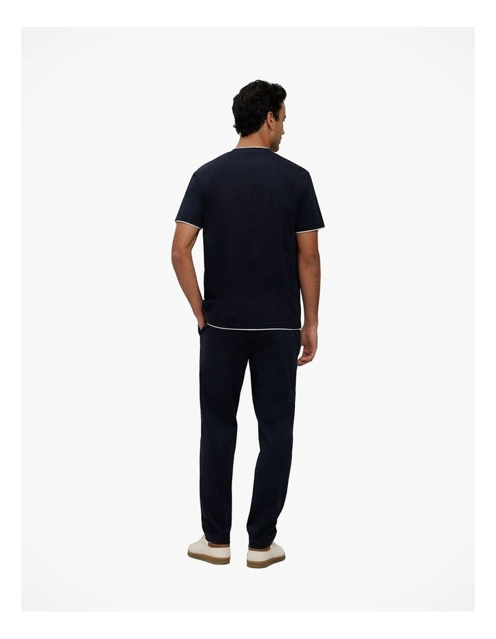 Mercerised Cotton Layered T-shirt in Navy image 5