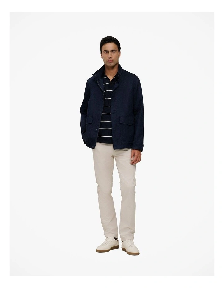 Pique Stripe Monogram Polo in Navy image 3