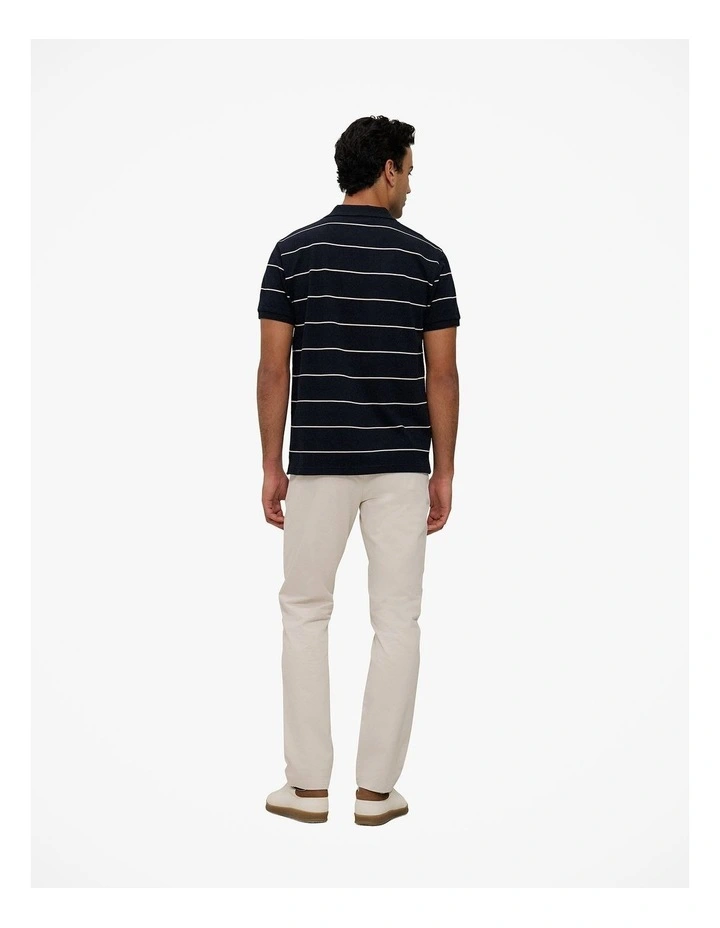 Pique Stripe Monogram Polo in Navy image 5