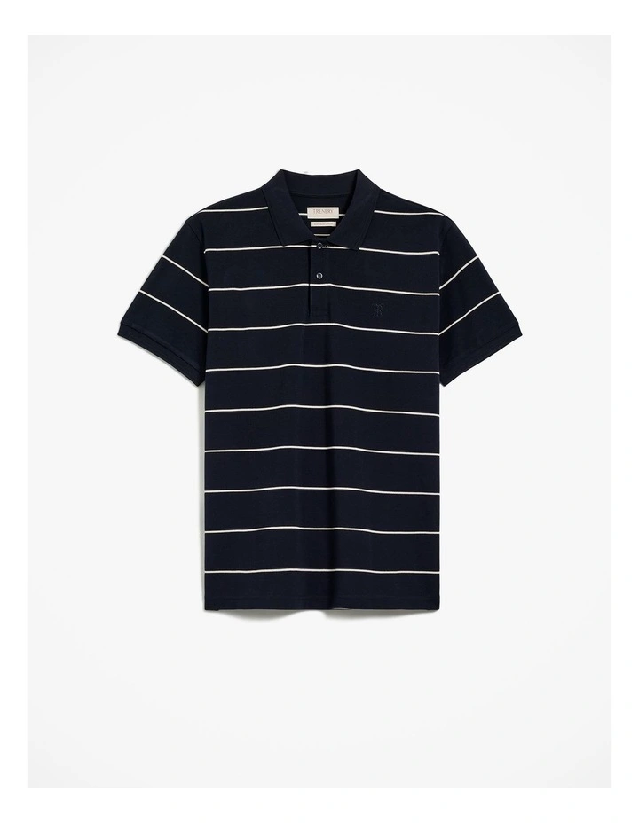 Pique Stripe Monogram Polo in Navy image 6