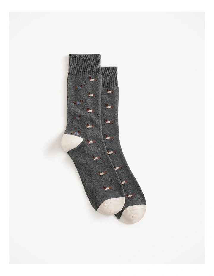 Cosy Dog Sock in Dark Grey Melange image 1