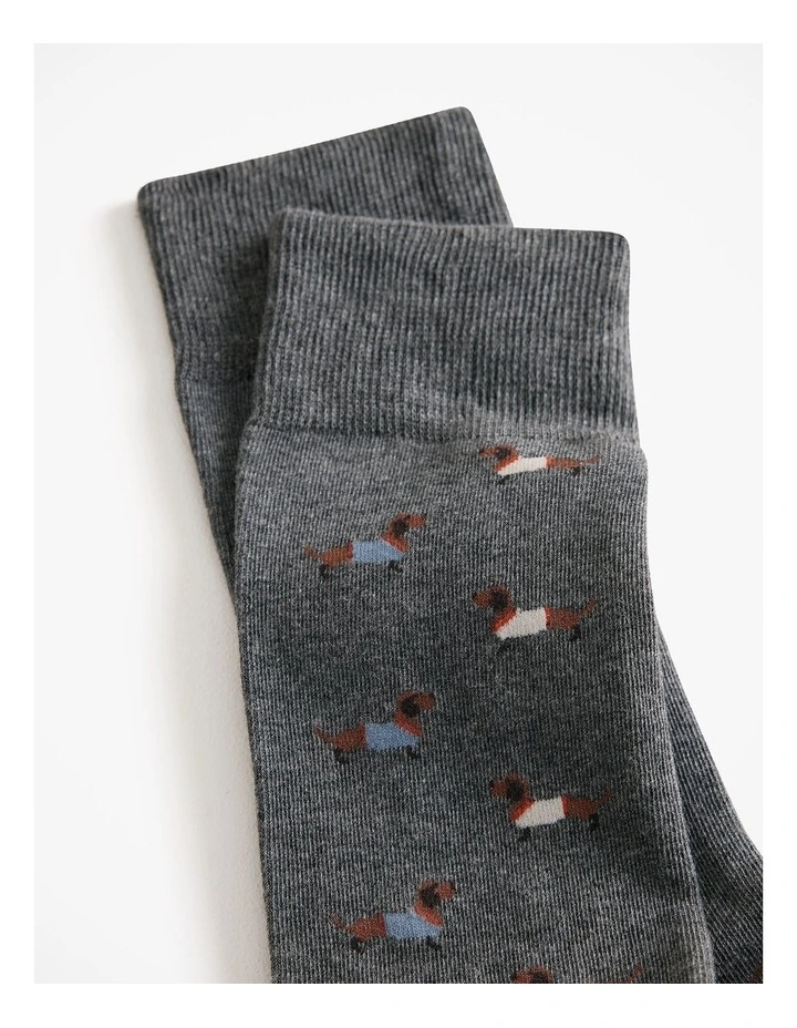 Cosy Dog Sock in Dark Grey Melange image 2