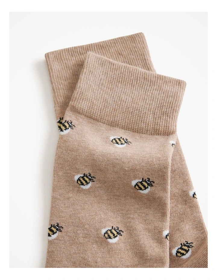 Bumble Bee Sock in Sand Marle image 2