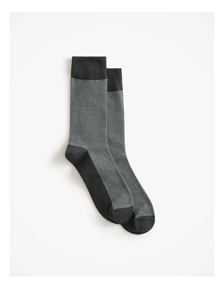 Fine Stripe Sock in Dark Olive image 1