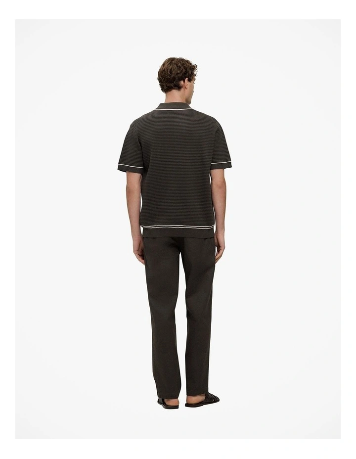 Textured Cotton Tipped Knit Polo in Dark Olive image 6