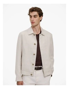 Linen Harrington Jacket in Stone