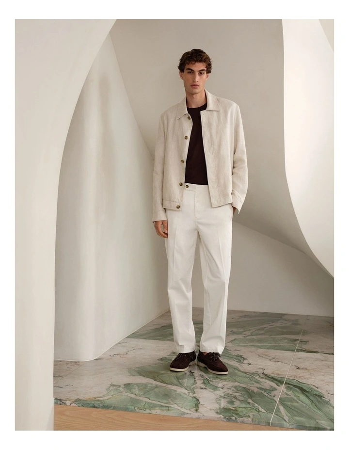 Linen Harrington Jacket in Stone image 2