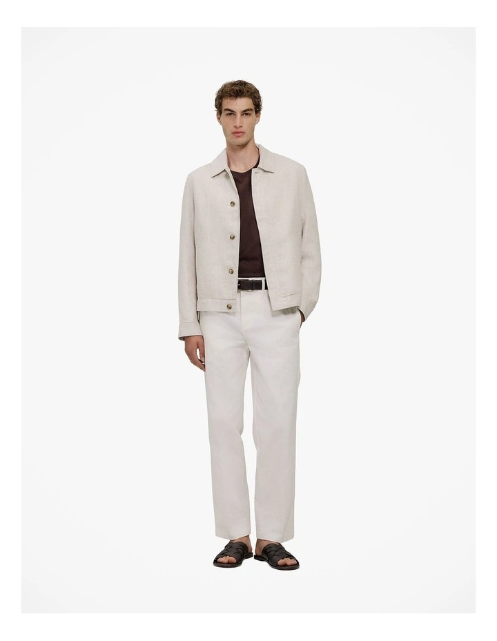 Linen Harrington Jacket in Stone image 3