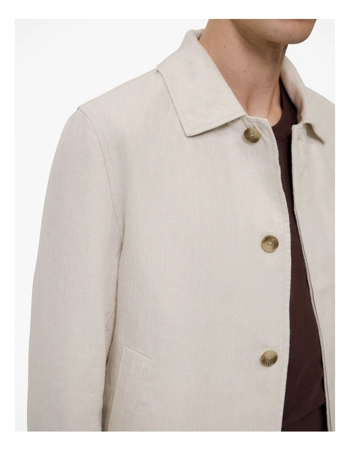Linen Harrington Jacket in Stone image 4