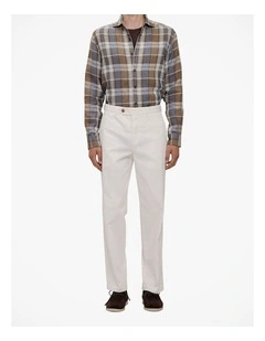 Cotton Twill Tailored Pant in White