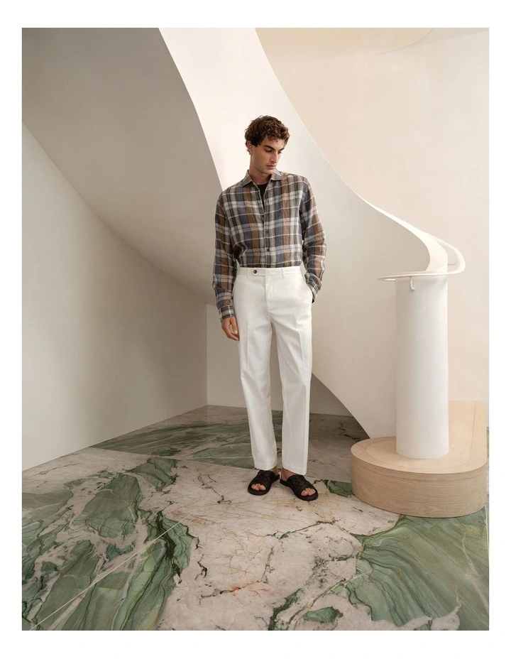 Cotton Twill Tailored Pant in White image 2