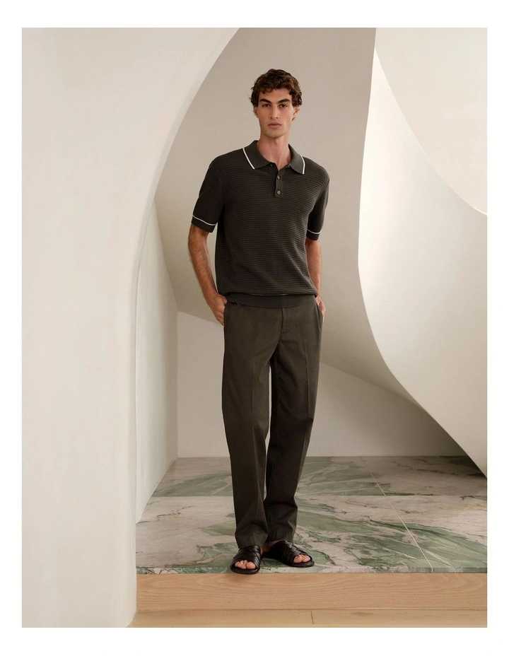 Cotton Twill Tailored Pant in Dark Olive image 2