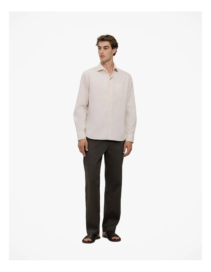 Garment Dyed Cotton Twill Shirt in Stone image 2