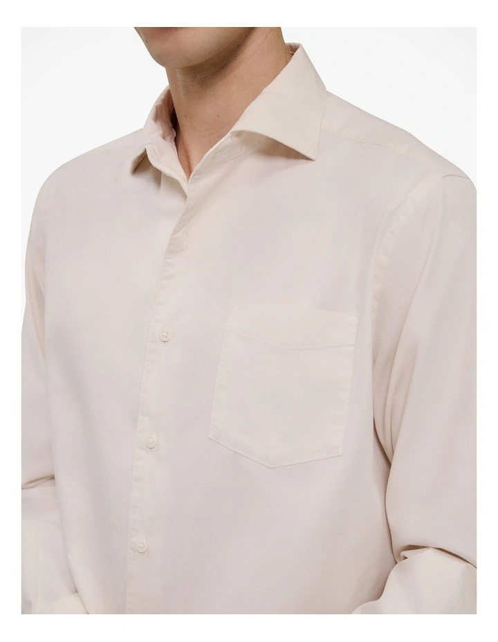 Garment Dyed Cotton Twill Shirt in Stone image 3