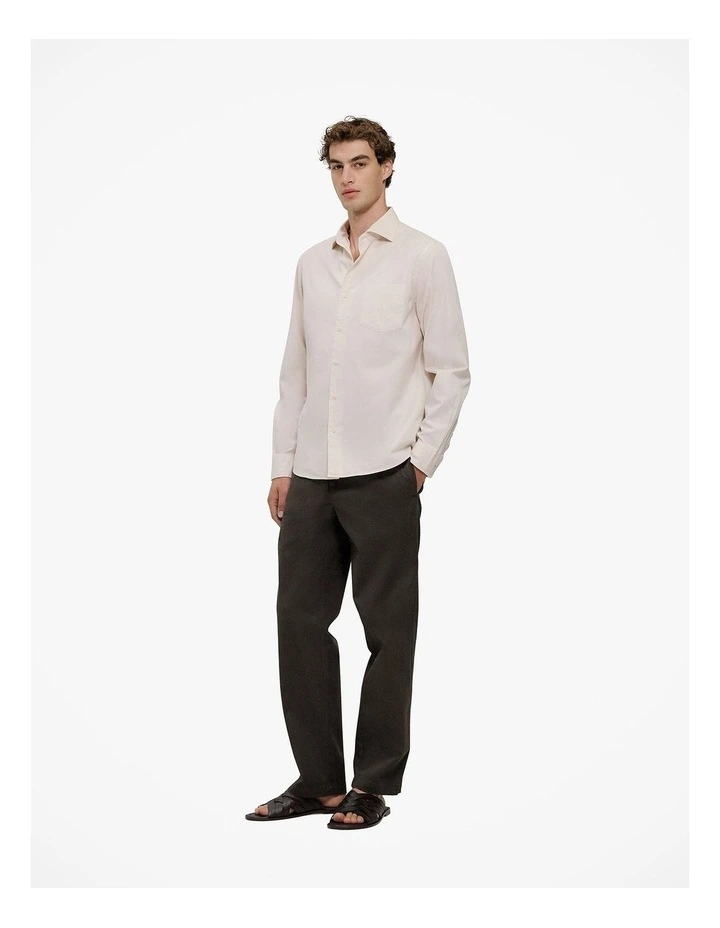 Garment Dyed Cotton Twill Shirt in Stone image 4