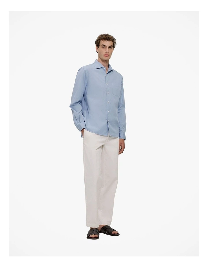 Garment Dyed Cotton Twill Shirt in Faded Blue image 3