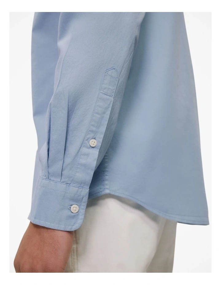 Garment Dyed Cotton Twill Shirt in Faded Blue image 4