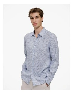 Heath Linen Long Sleeve Shirt in Faded Blue