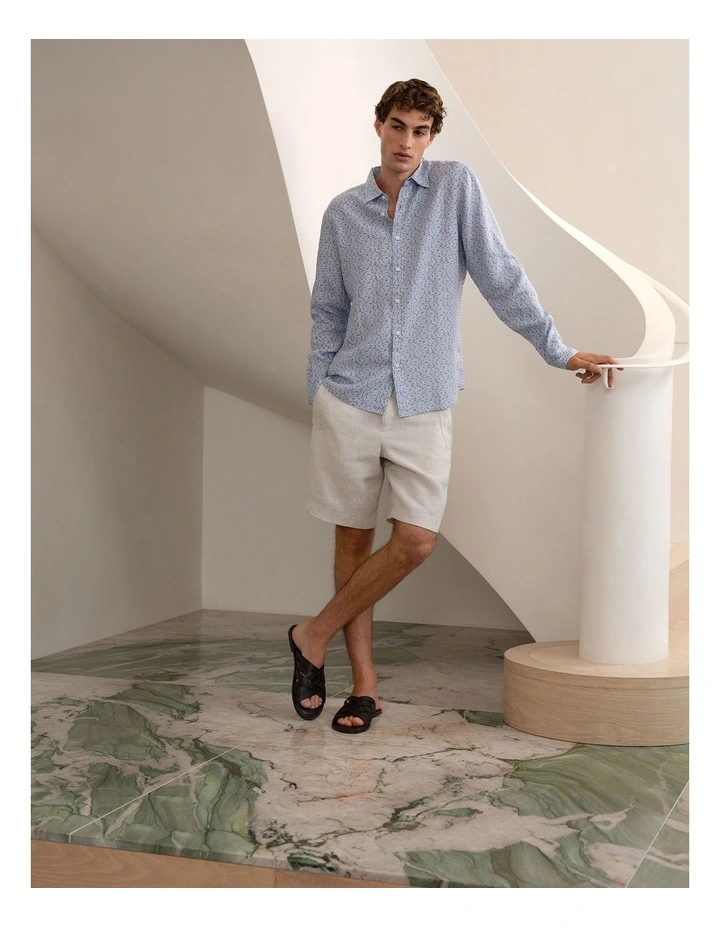 Heath Linen Long Sleeve Shirt in Faded Blue image 2