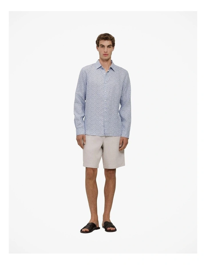 Heath Linen Long Sleeve Shirt in Faded Blue image 3