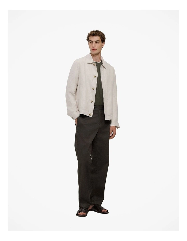 Mercerised Cotton Layered T-shirt in Dark Olive image 2