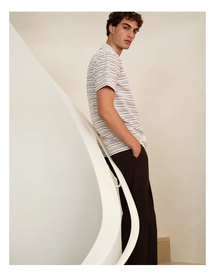 Jacquard Stripe Polo in White image 2