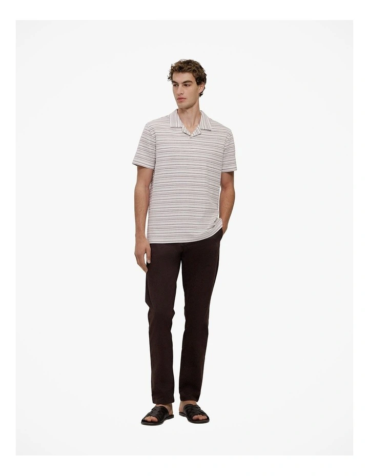 Jacquard Stripe Polo in White image 3