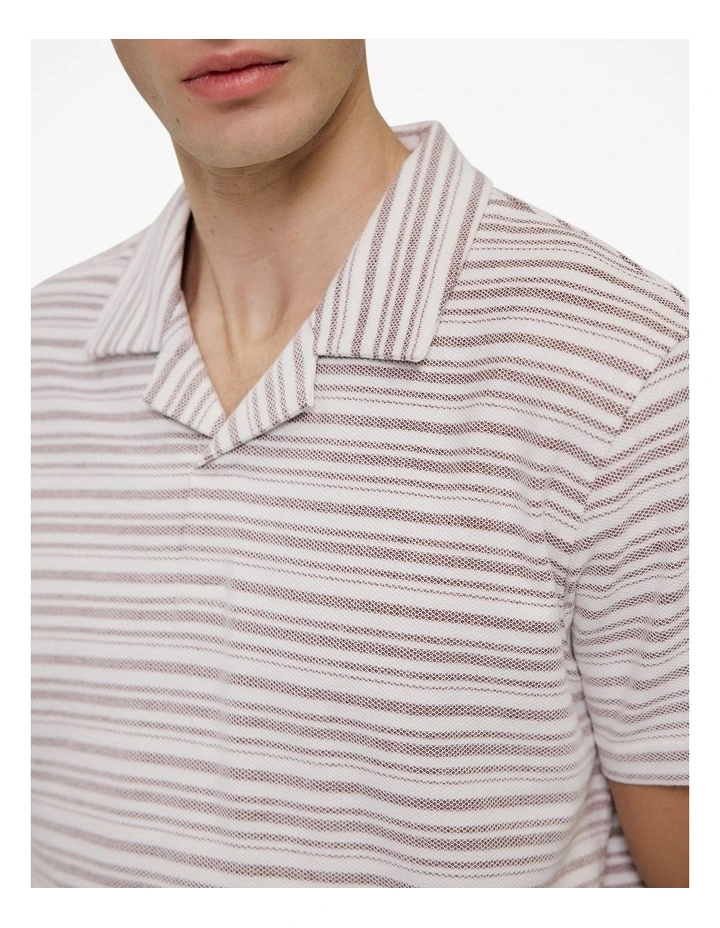 Jacquard Stripe Polo in White image 4