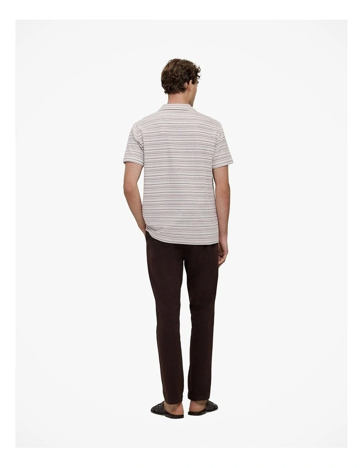 Jacquard Stripe Polo in White image 5