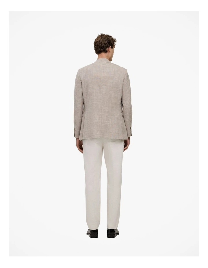 Textured Wool Blend Double Breasted Blazer in Putty image 6