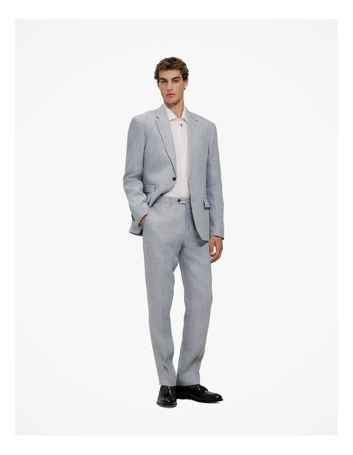Textured Linen Blazer in Smoke Blue image 5